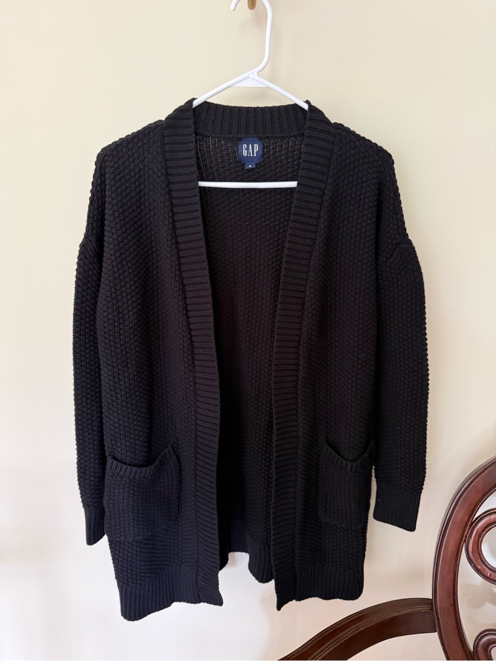 GAP Black Chunky Open-Front Cardigan with Pockets
